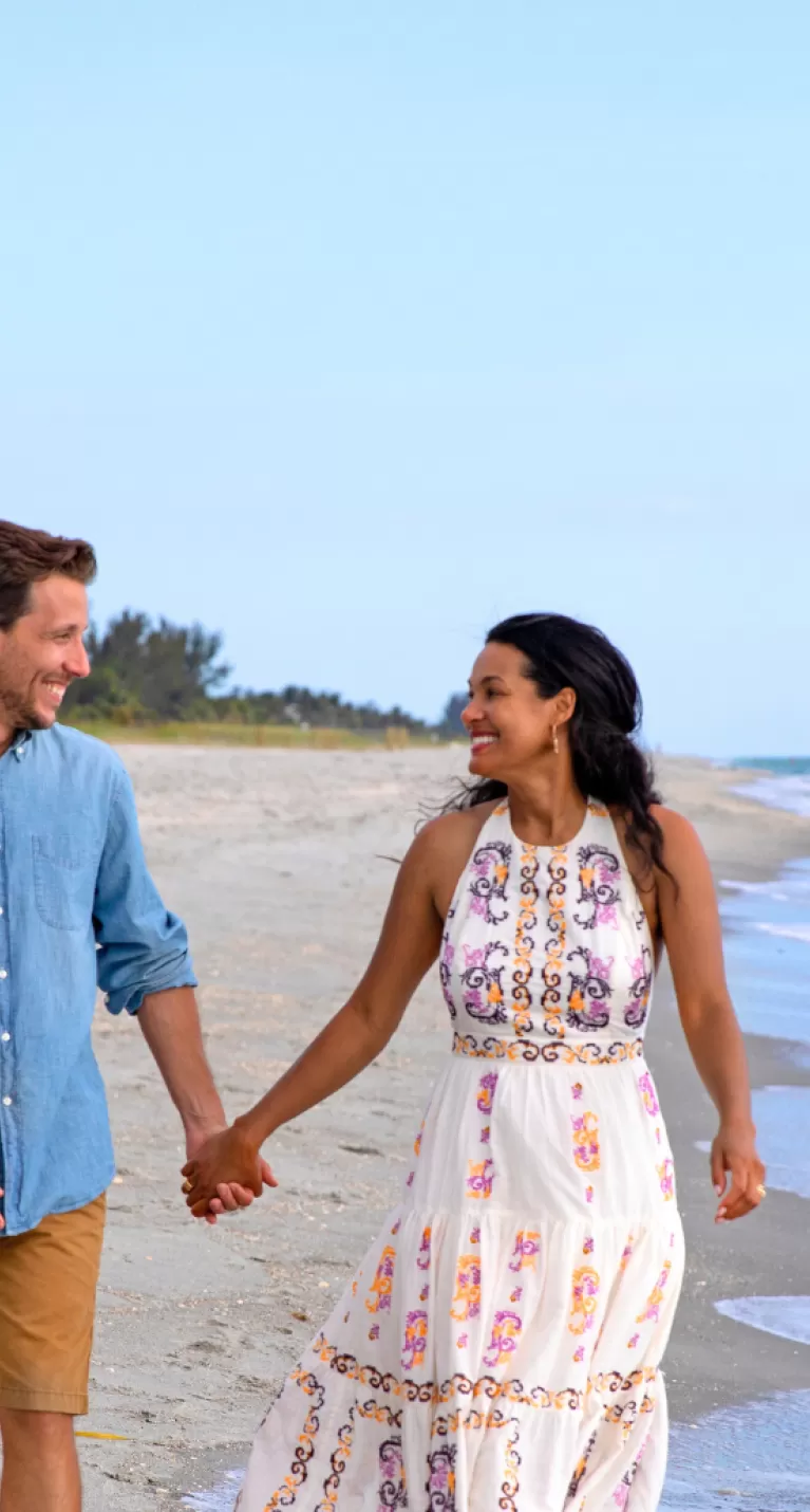 Couple walking on beach