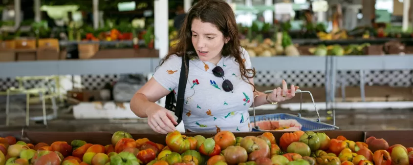 Woman Shop Farmers Market Fruit Vegetable